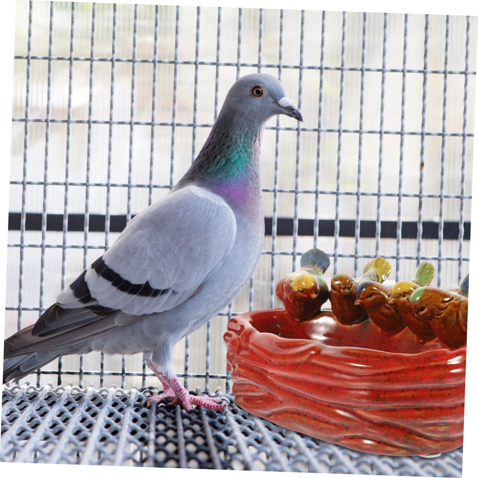 Kreative Keramik Vogeltränke mit Delikater Form und Einfacher Reinigung Praktischer Vogelfutterspender für Garten und Zuhause Rote Multifunktionale Deko