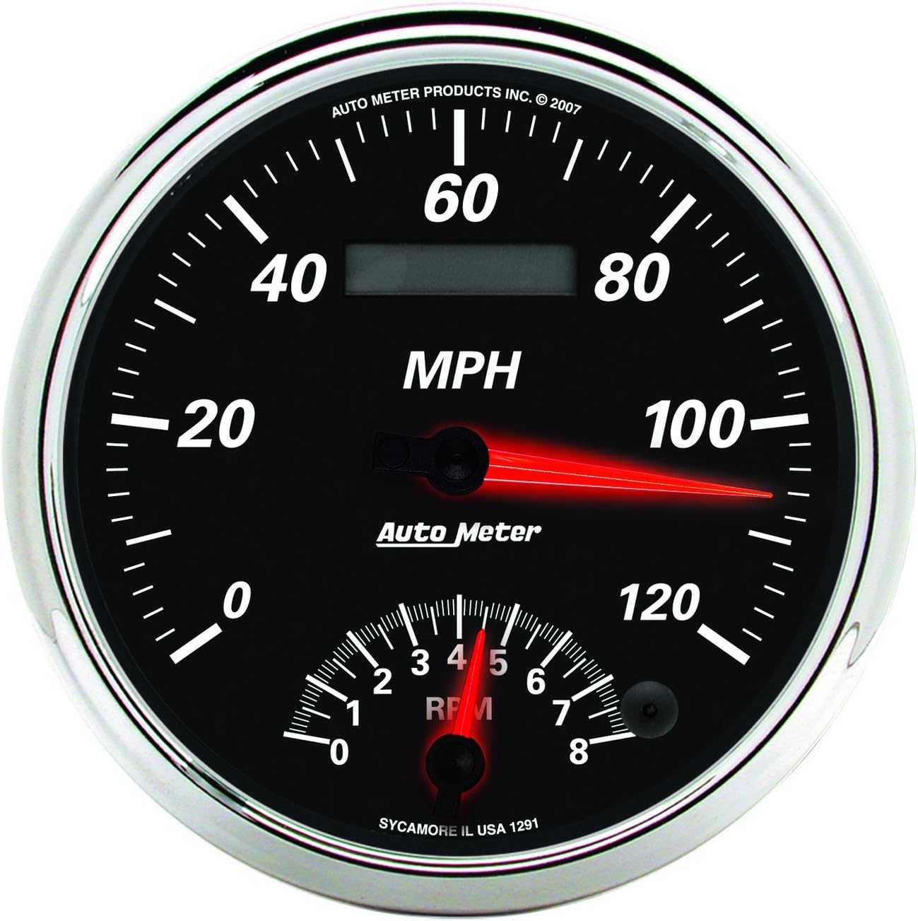 Auto Meter 1291 Designer Black II 5" 8000 RPM / 120 mph Tachometer/Speedometer Combo Gauge