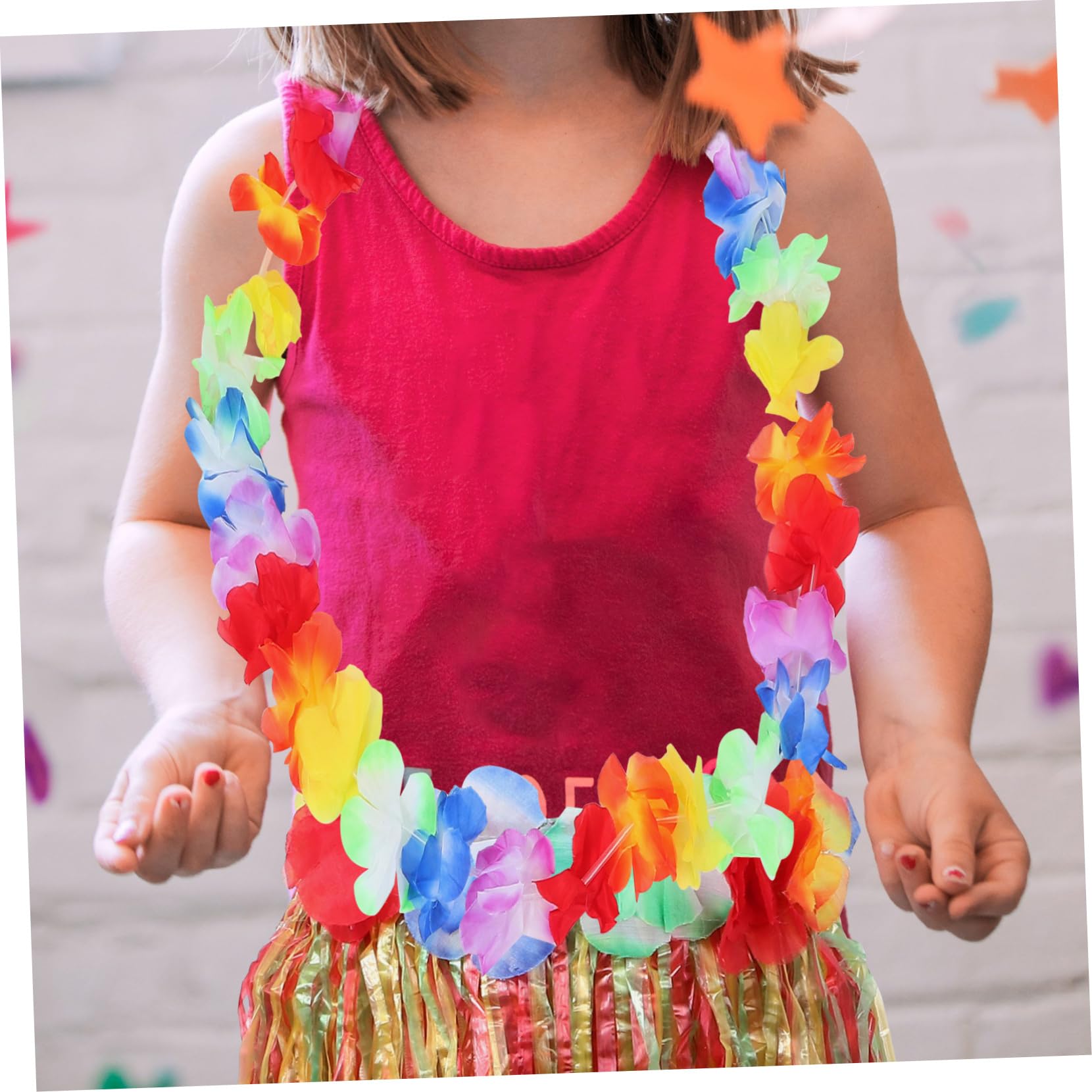 KOMBIUDA 2 Sets Hula Garland Set Hawaii Costumes Luau Party Garland Beach Hula Skirt Hula for Festival Hawaii Themed Prop Party Supply Hawaiian Leis Luau Party Supplies Cloth Colorful
