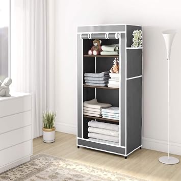 CMerchants Collapsible 4 Layer Big Connector Wardrobe Cabinet Grey(Grey)