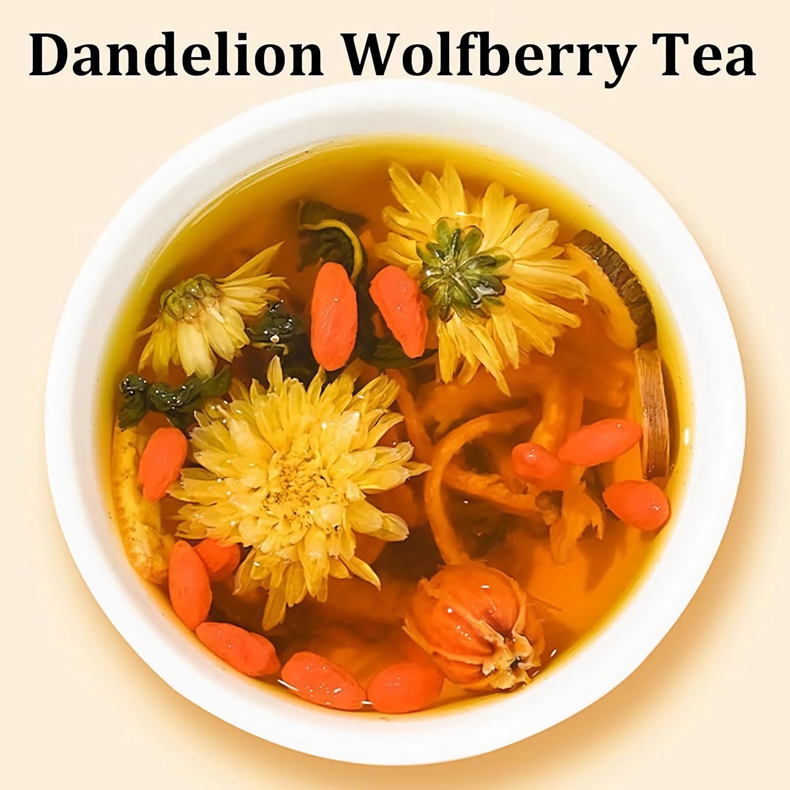 Tisane de Pissenlit et de Baies de Goji, Bio - Mélange Naturel de Sept Ingrédients À Base de Plantes, pour la Santé des Reins et du Foie, 120 g par Paquet