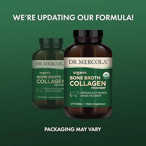 Miniatura 3 de Dr. Mercola Colágeno de caldo de huesos orgánico, 90 porciones (270 tabletas), carne de res alimentada con pasto orgánicamente, suplemento
