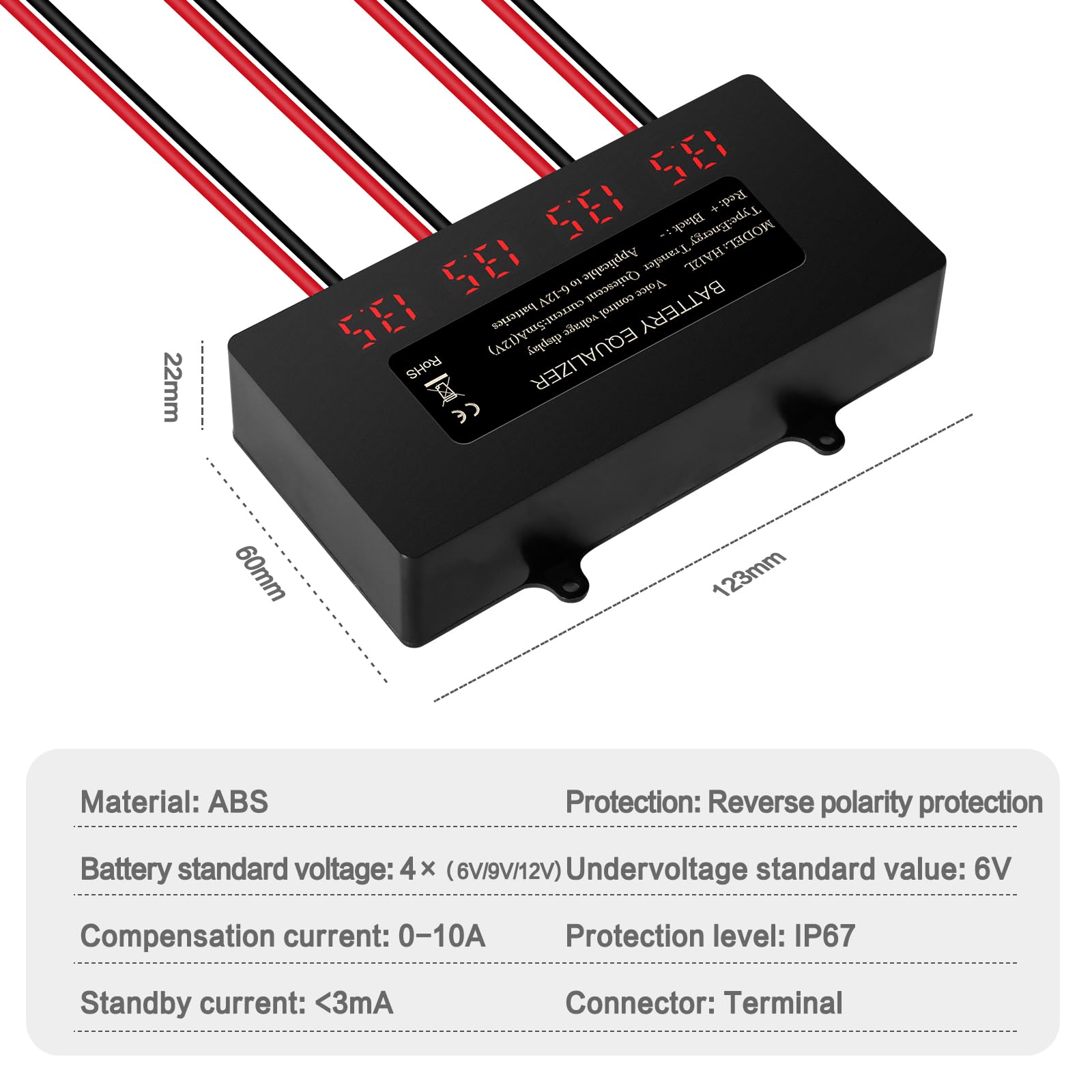 Equilibriador de batería de 48V ecualizador de batería de 48V para plomo ácido iones de litio hierro fosfato etc. Pantalla digital LCD, compatible con conexión en serie o en paralelo.