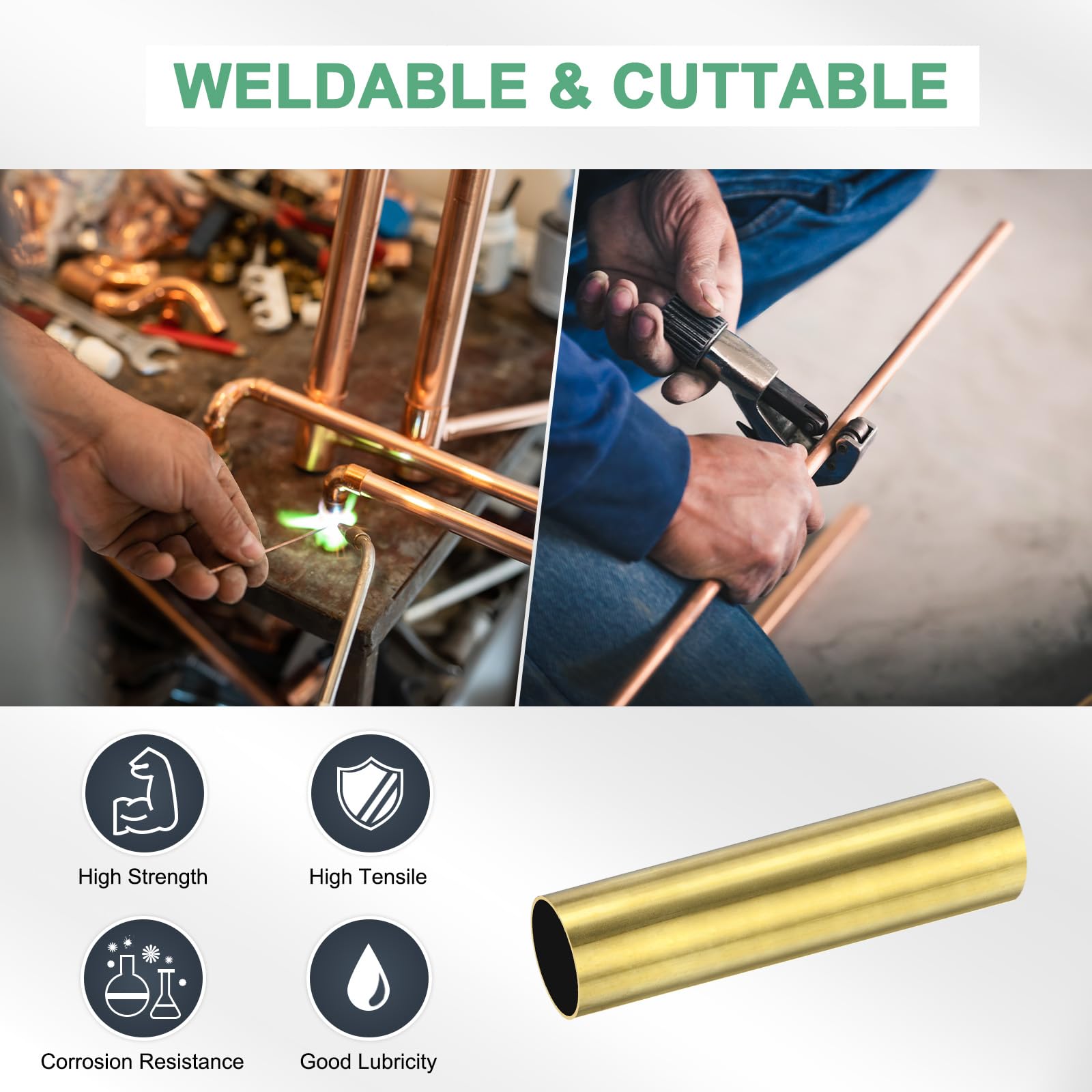 M METERXITY 10 Pcs 20mm Tubo Rotondo In Ottone, 5mm OD 0.2mm Spessore Della Parete