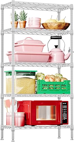 Miniatura 15 de IZEUK Estantes de almacenamiento de metal cromado de 4 niveles, organizador de estantería de alambre ajustable para cocina, baño, hogar, 1000