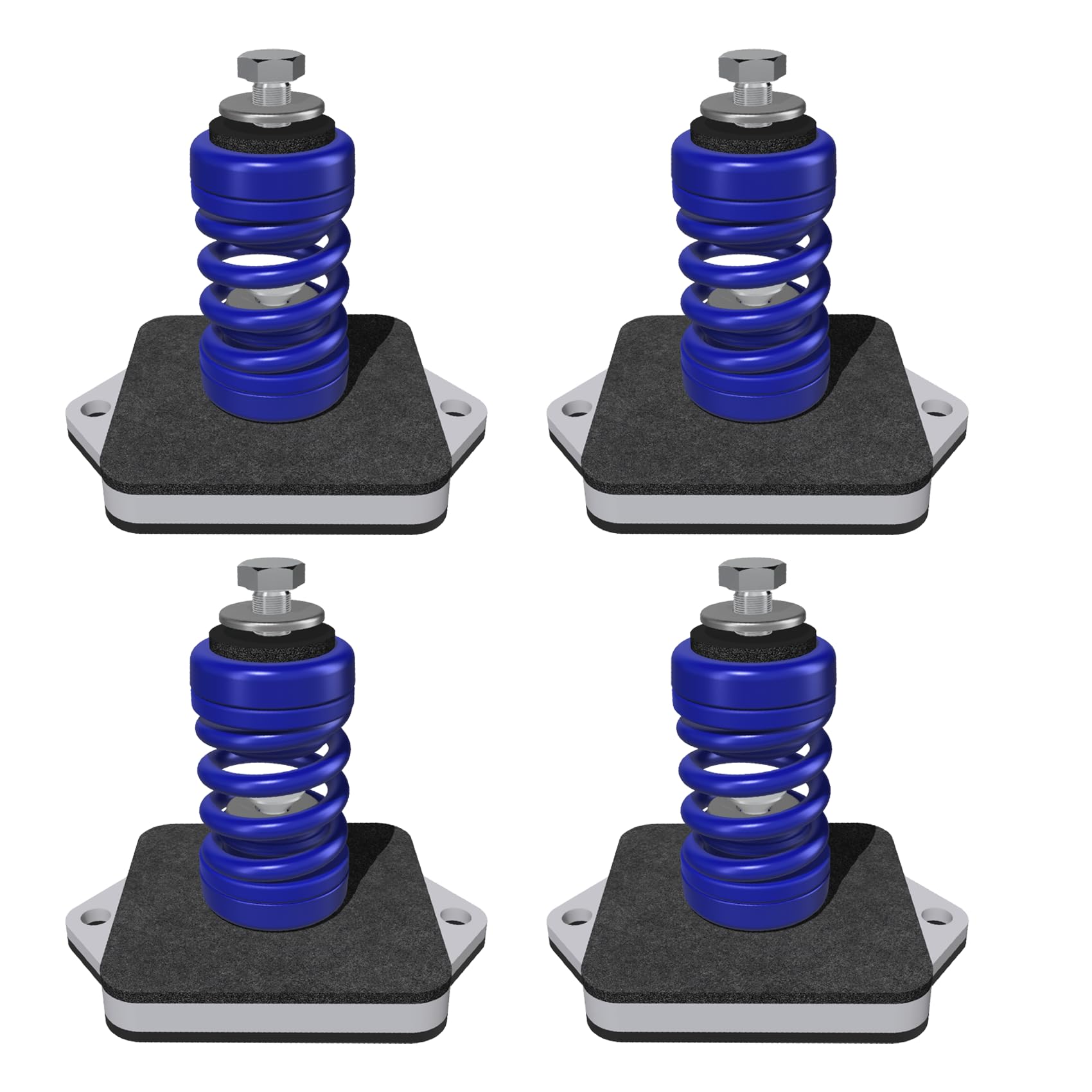 Senor Antivibrantes con Muelle para Unidades Exteriores de Sistemas de Climatización, Soportes Antivibratorios para Motores de Aire Acondicionado, Megol, Juego de 4, Capacidad Máx 300 Kg (Azul)