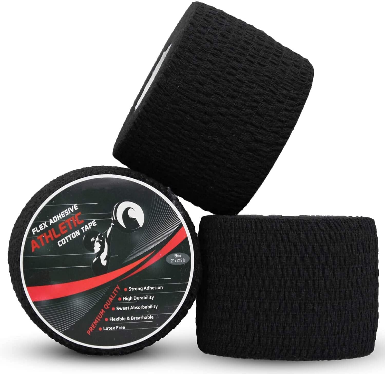 Jaffiust Kinesiology Tape for Sports Athlete Physiotherapy - Latex Free Elastic, Waterproof Dynamic Uncut Kinesiology Tape for Knee Pain, Elbow & Shoulder Muscles - Black (2pcs)