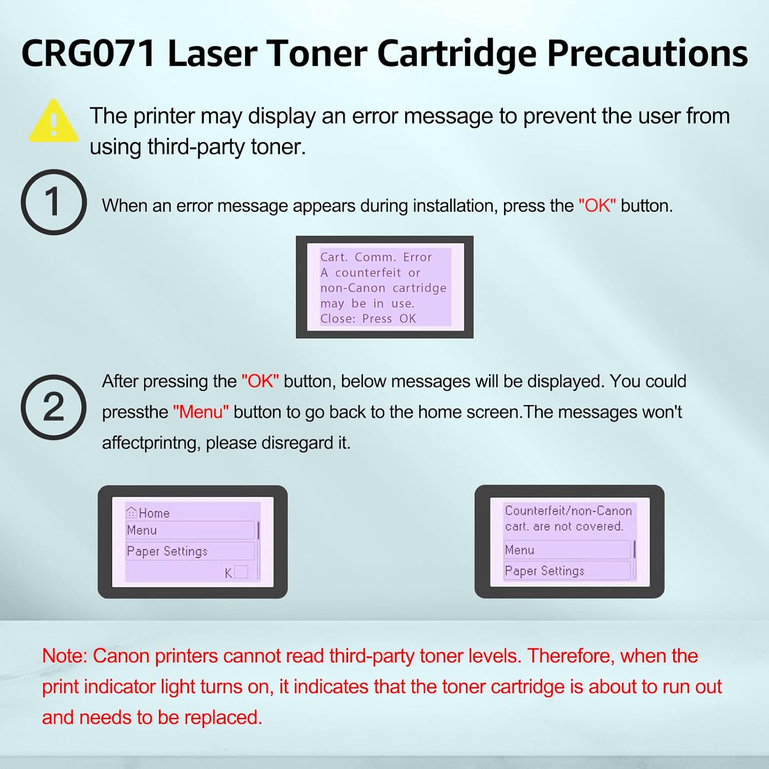 greencycle 4PK 071 Compatible Toner Cartridge Replacement for Canon CRG 071 CRG-071 Use with LBP122dw LBP122 LBP120 MF270 Mf272dw Mf273dw Mf275dw Printer (Black, 1200Pages,No Chip)