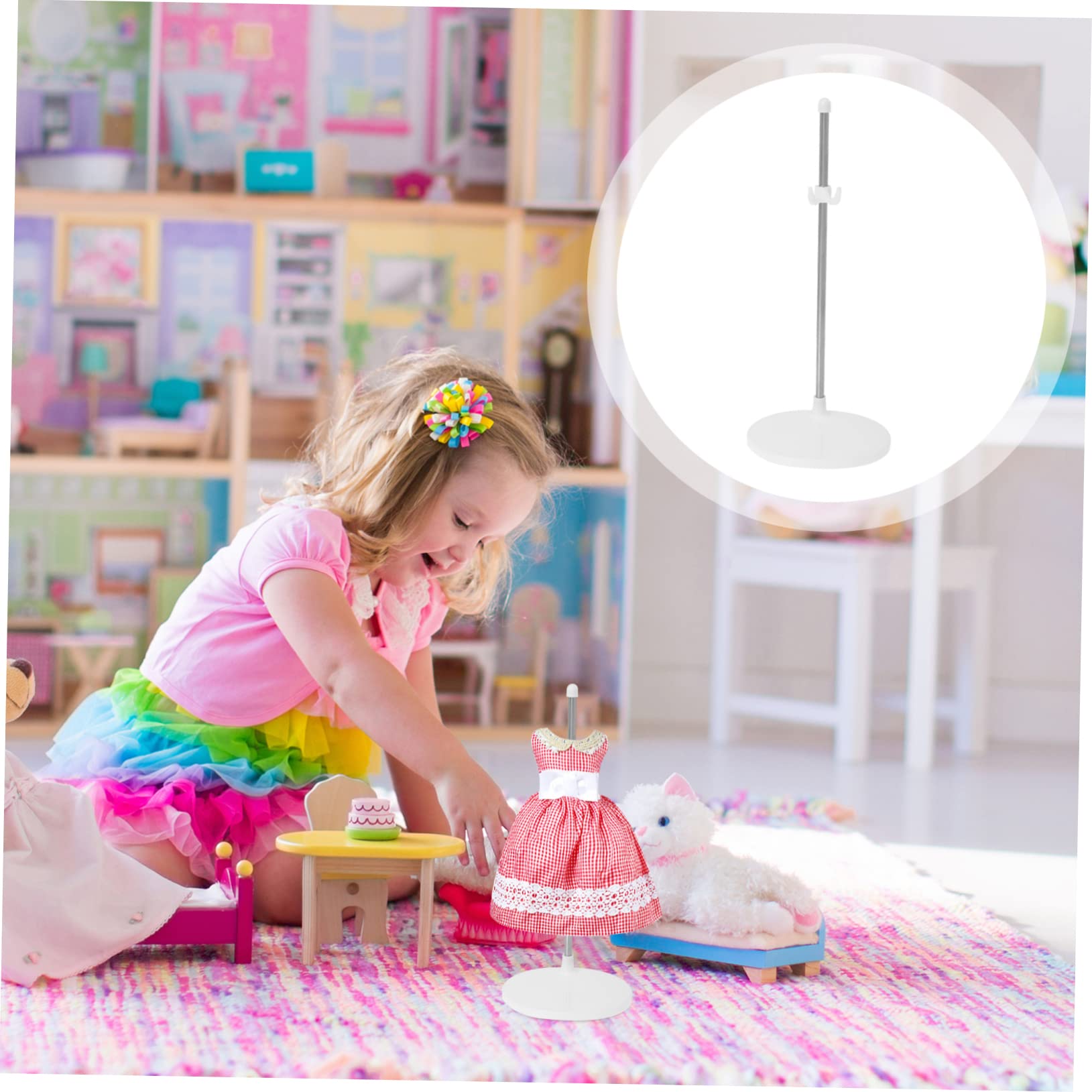 HONMEET 5pcs Doll Stand Miniature Holder Adjustable Doll Racks Doll Supports Doll Display Rack Stands Made Our Dolls Doll Holding Racks Doll Display Stand Brackets White Plastic