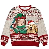 DOPTIKA Personalized Dog Mom Sweatshirt - Custom Christmas Sweatshirt for Women, Funny Dog Mom Gift