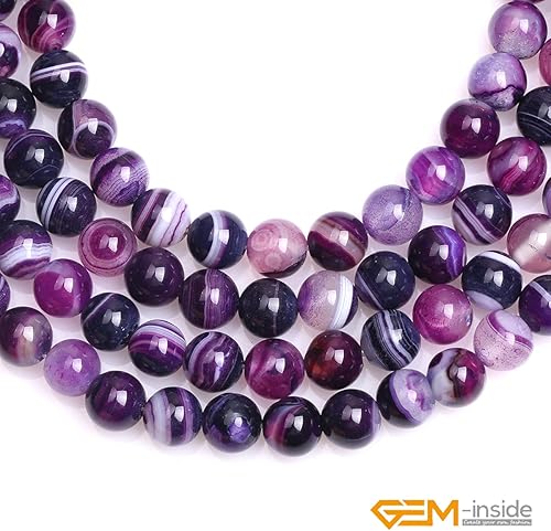 Miniatura 583 de GEM-Inside - Cuentas sueltas de piedra de lava negra natural de 0.315 in para hacer joyas, 15 pulgadas Cordierita de grado A