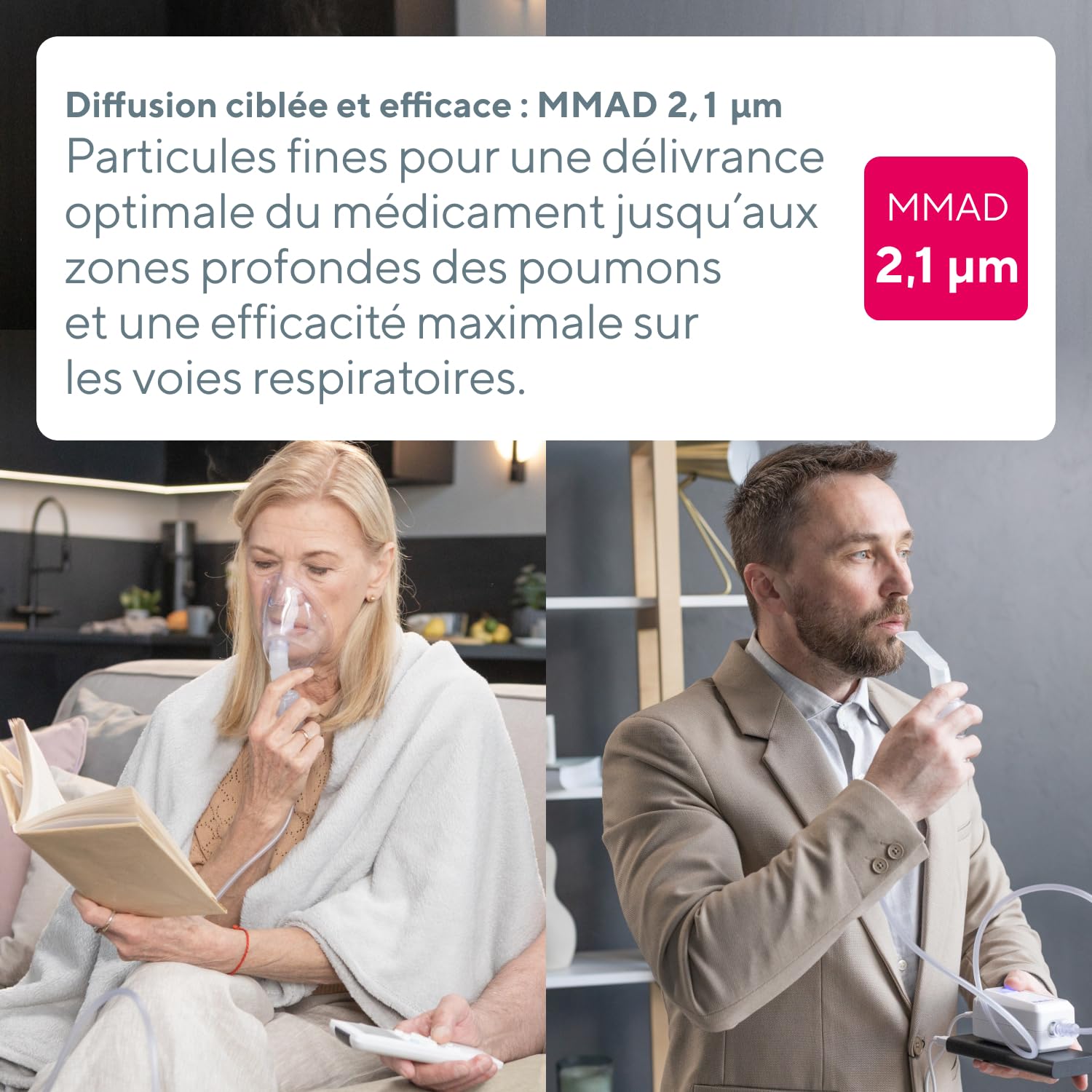 B.Well Swiss - Nébuliseur Médical et Inhalateur MED-130 – Thérapie respiratoire, débit réglable, particules fines 2,1 µm, enfants & adultes – Qualité Suisse, masques et embout buccal