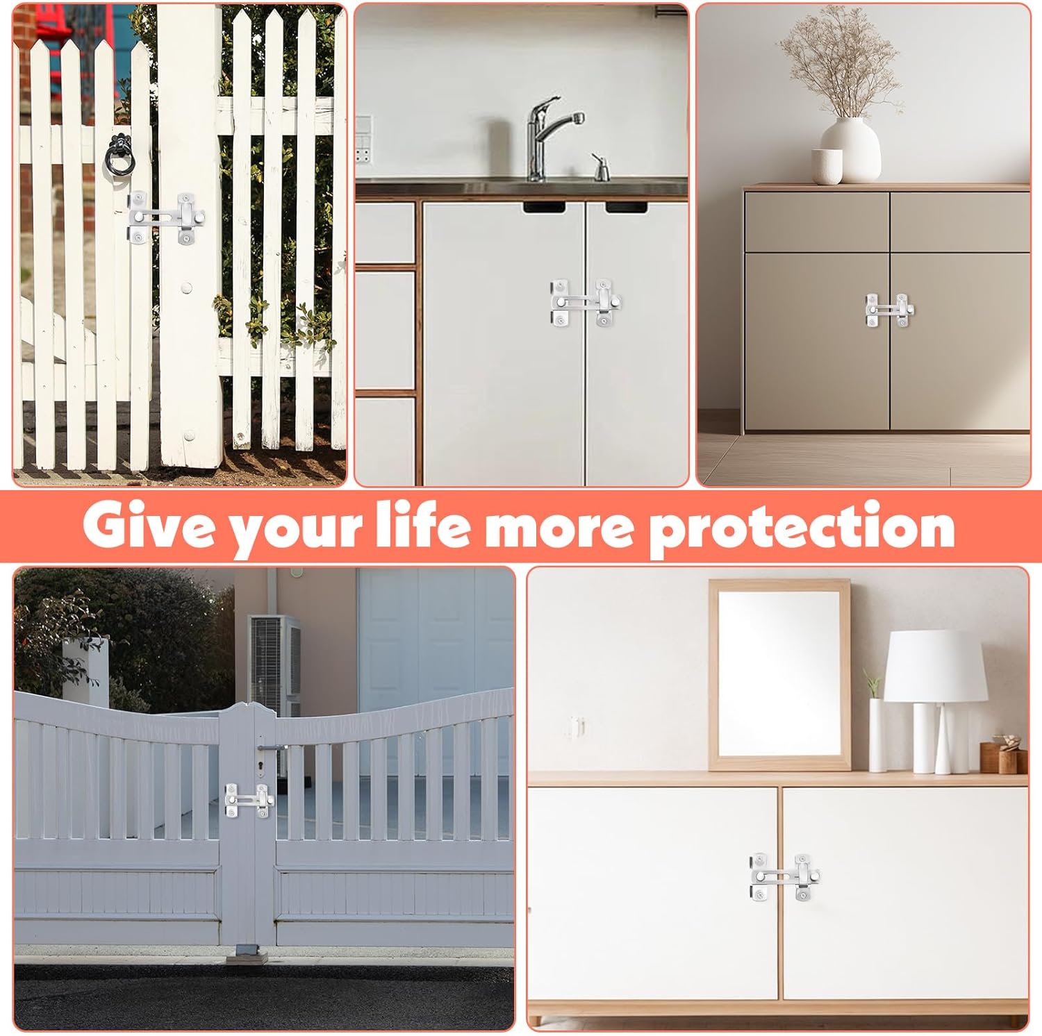 2 Pcs Stainless Steel Barn Door Locks,Sliding Barn Door Locks,180° Degree Flip Sliding Barns Doors Lock and Latches,Gate Latch Bolt Buckle Lock for Pet Doors, Bathroom, Garage, Window(Silver)