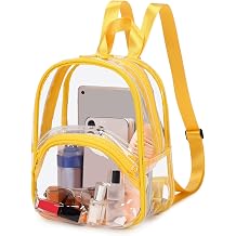 abshoo Clear Bag for Stadium Events Approved Clear Mini Backpack Transparent Bags for Women Concert Festivals Sport Event Yellow