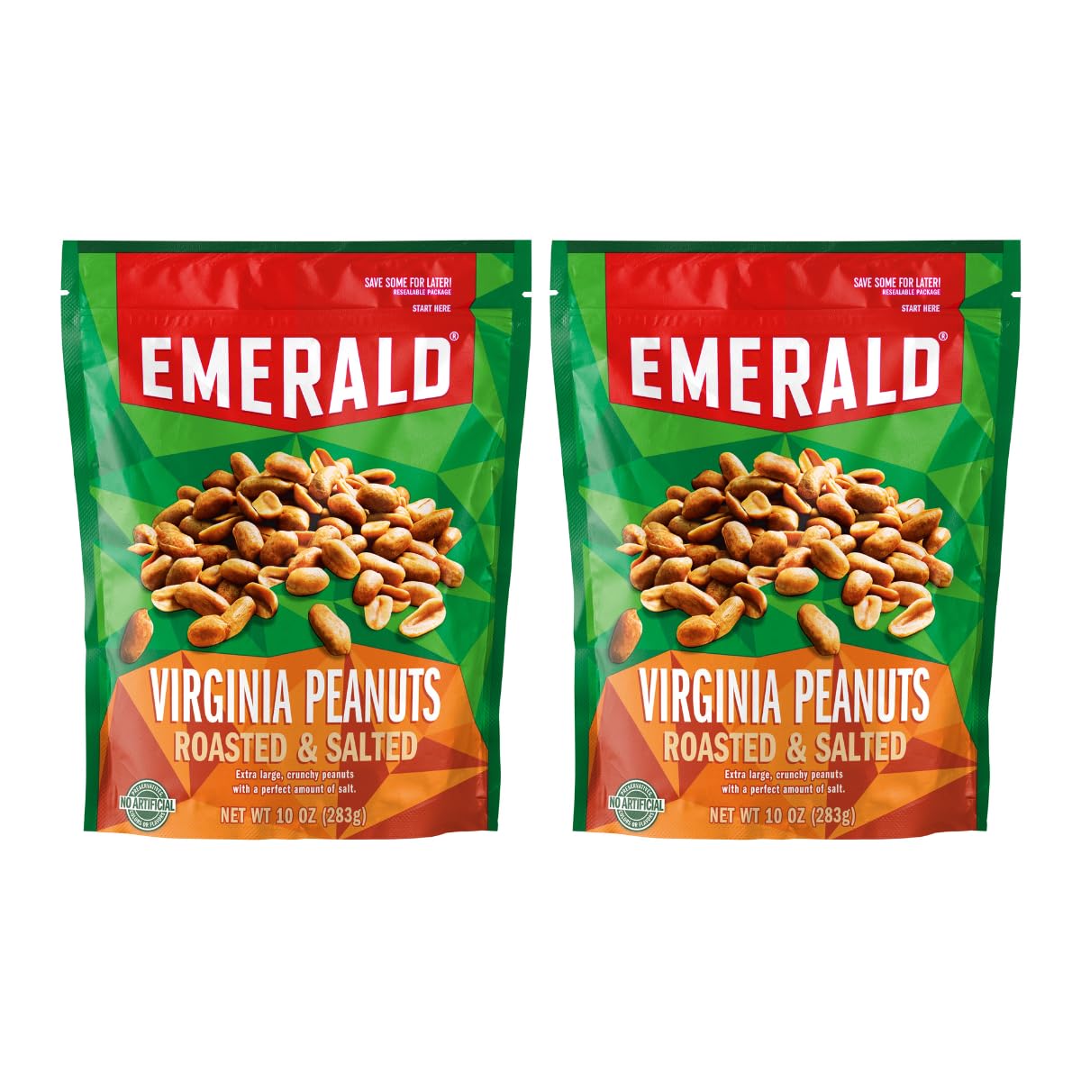 Emerald Nuts, Virginia Peanuts Roasted and Salted, 10 Oz (Pack of 2)
