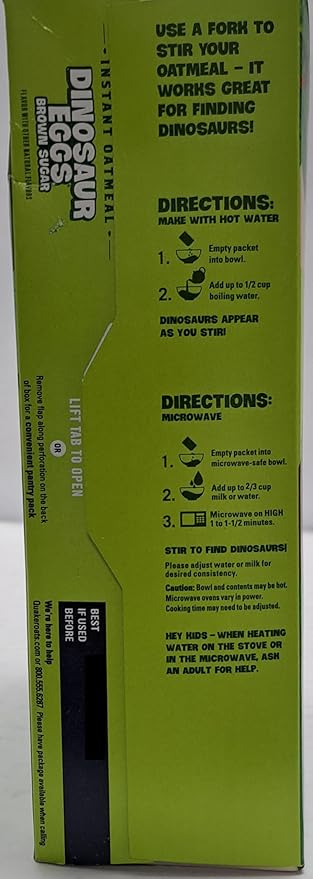 Quaker Dinosaur Eggs! Avena Instantánea Sabor Azúcar Morena, 8 Porciones, Caja 14.1 oz miniatura 3