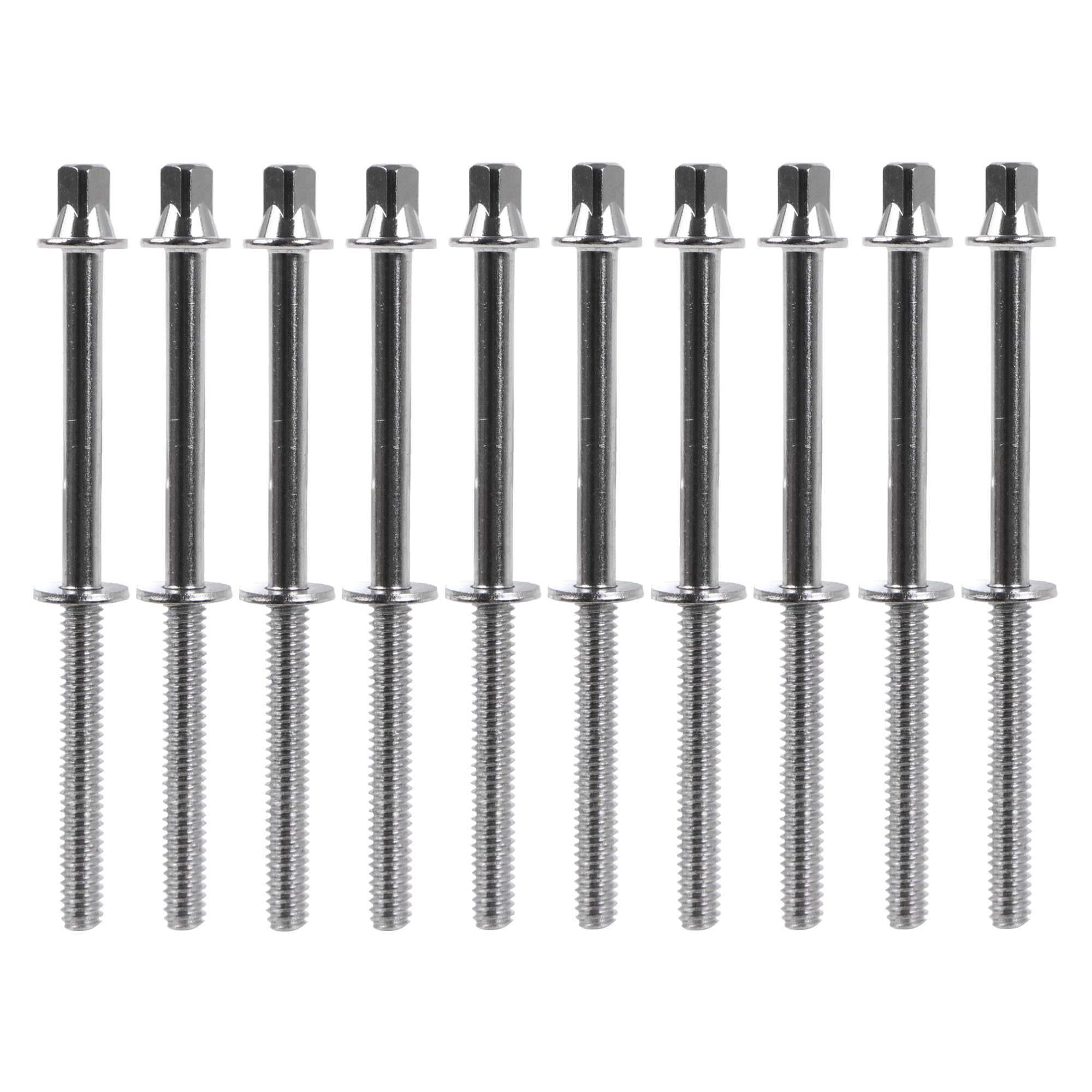 Yibuy Lot de 10 tiges de tension pour grosse caisse en fer M5 x 80 mm pour matériel de percussion Argenté