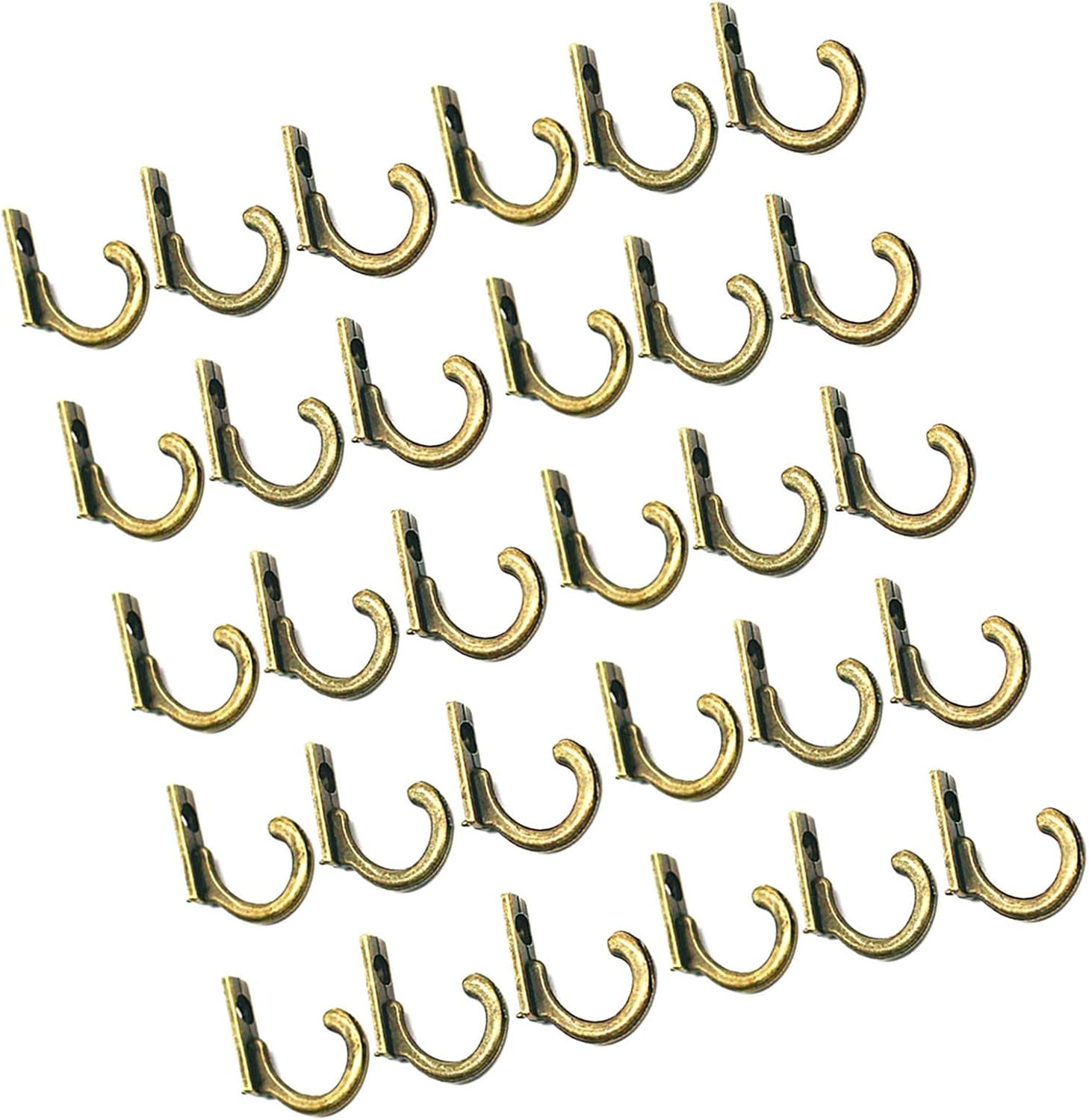 30pc Vintage Bronze Wall Mounted Single Hook Hangers,Wall Hooks,Hooks for Hanging with 30 Pieces Screws for Jewelry, Keys, Hats and Other Small Items.
