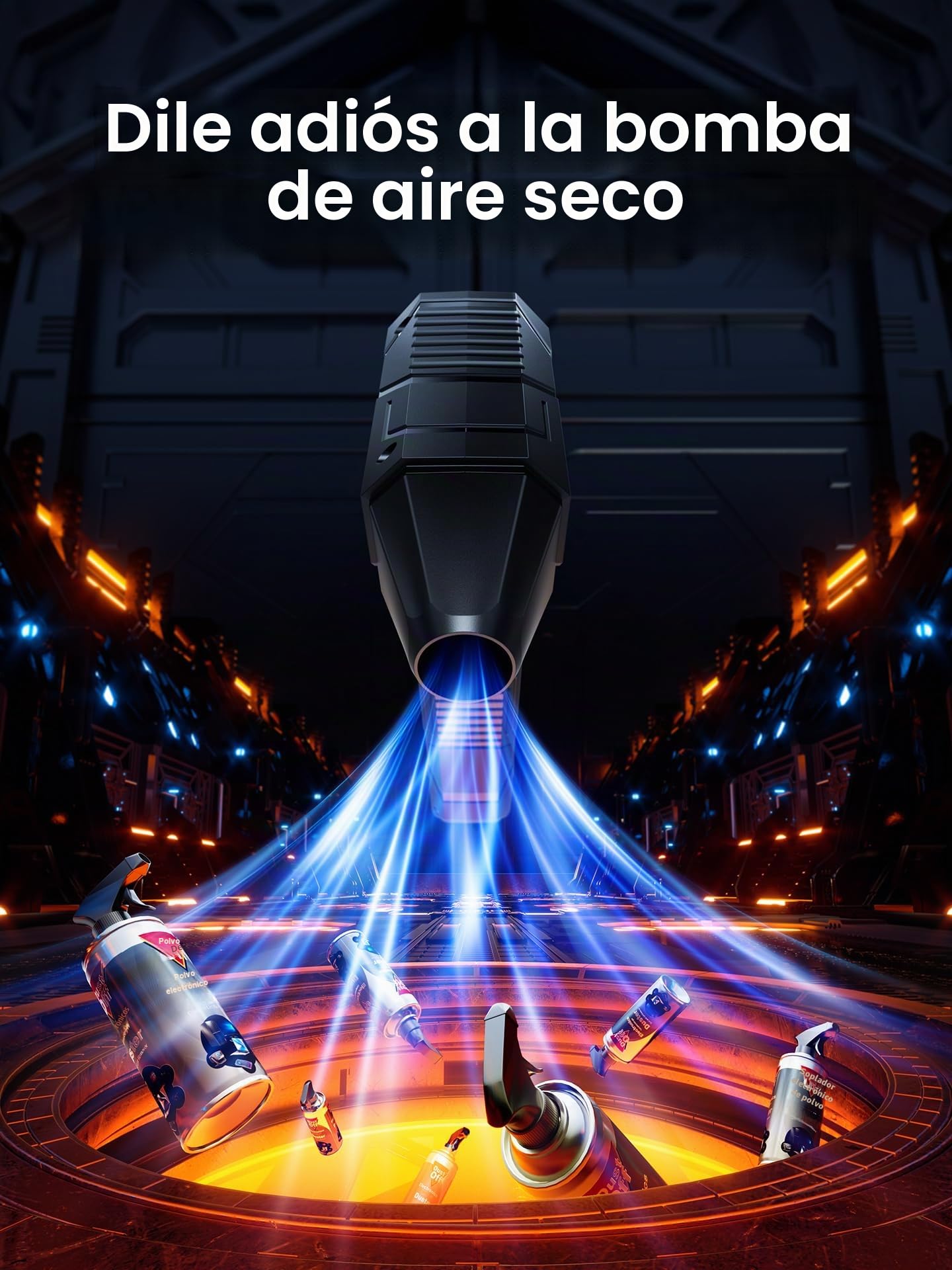 Soplador de aire comprimido de alta velocidad – 180000 RPM de aire comprimido con batería de 6000 mAh, kit de limpieza de teclado de 3 velocidades, bomba de aire seco para una amplia gama de