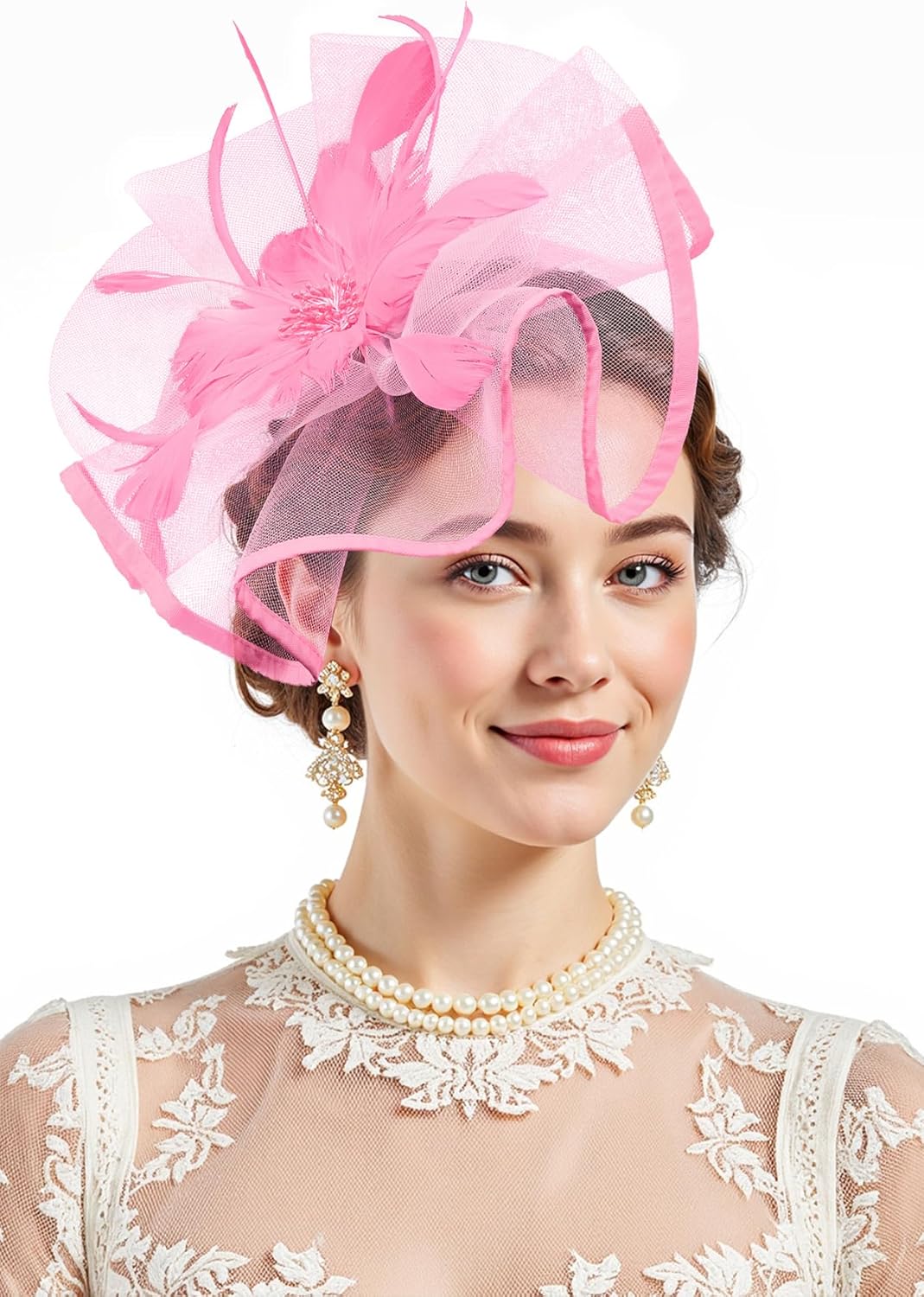 Zando 2025 Kentucky Feather Mesh Fascinators Derby Hats for Women Girls with Clip and Headband Tea Party Wedding Cocktail Hat
