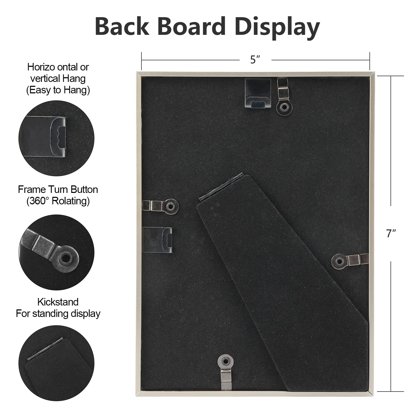 Autjvy 5x7 Picture Frame Champagne Brushed Modern Simple Thin Aluminum Metal Photo Frame with HD Real Glass, Display for Tabletop and Wall Collage. (2 Pack)