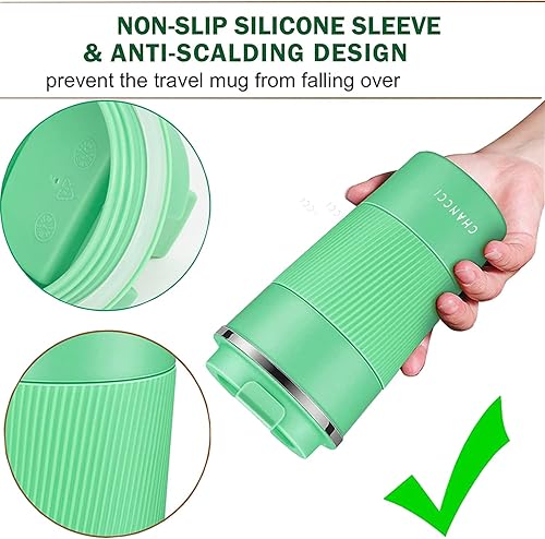 Miniatura 4 de Taza de café de viaje a prueba de derrames, a prueba de fugas, taza de café aislada de 12 onzas con tapa de rosca, vaso de acero inoxidable al