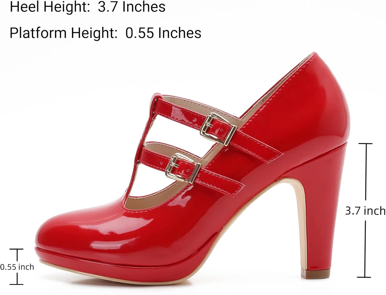MACKIN J G574-1 Women's Mary Jane Vintage Heels Chunky Platform T-Strap Dress Pumps