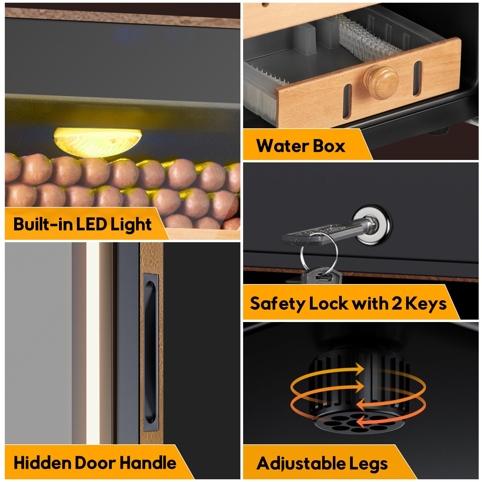 Velieta 70l Upgraded Electric Humidor With Leather, 400 Counts Large Capacity,Thermostatic Electric Cooler Cabinet With Digital LED Screen, Safety Lock,Smart Humidity & Temp Control, Gifts For Men on Fridge.com - View 6