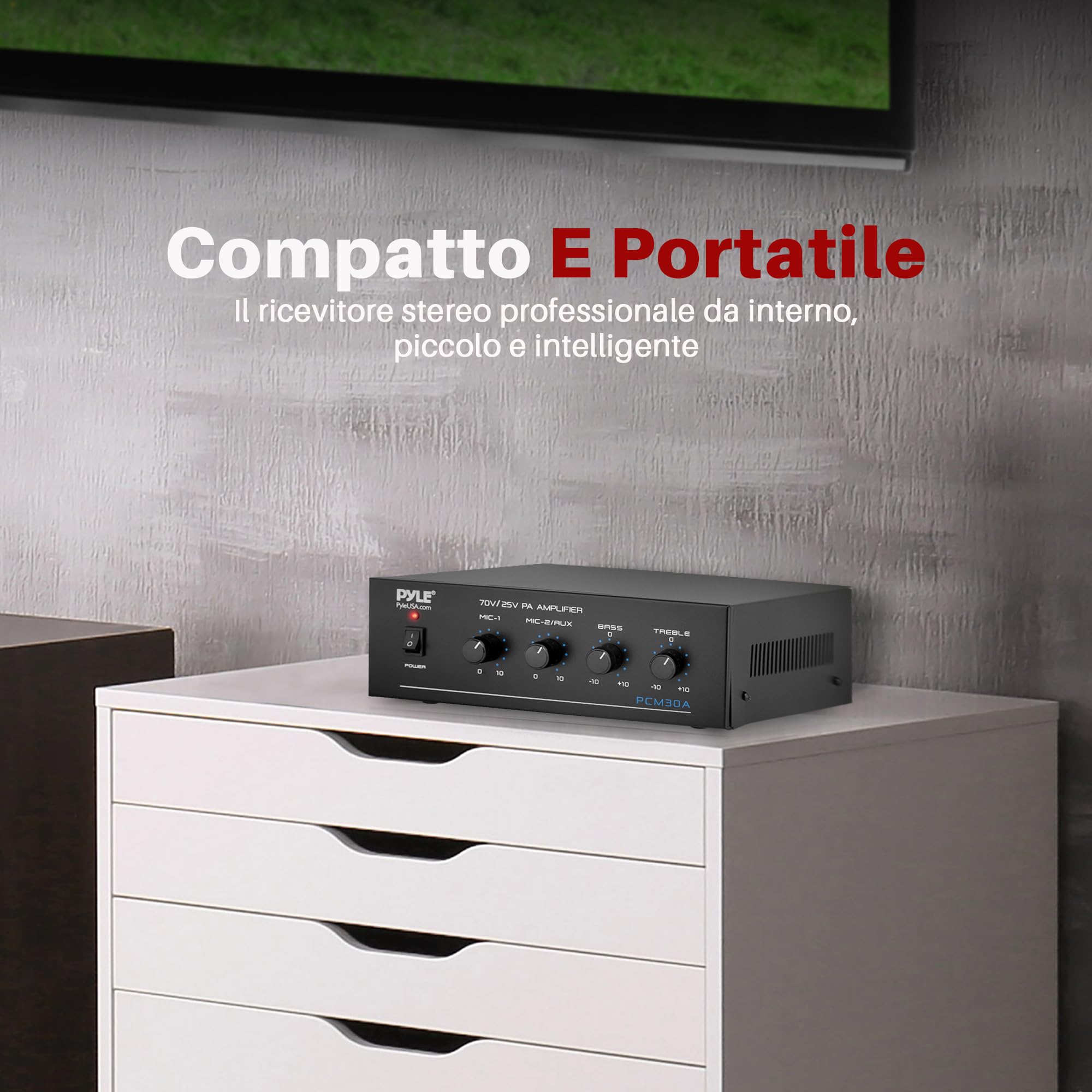 Pyle Amplificatore Karaoke Bluetooth Wireless da 500 Watt, Amplificatore Audio Stereo 4 Canali con AUX, Radio FM, USB e Microfono In, Potenza Picco, per Casa, Feste e Eventi