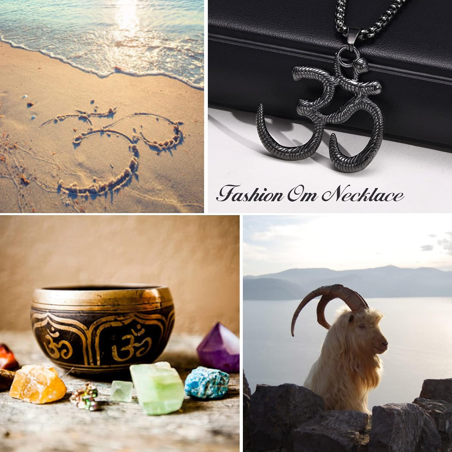 VNOX Om Yoga Pendant Necklace - Hindu Spiritual Amulet Jewelry with Sanskrit Symbol Om Aum Ohm/Lotus Pendant - Image 4