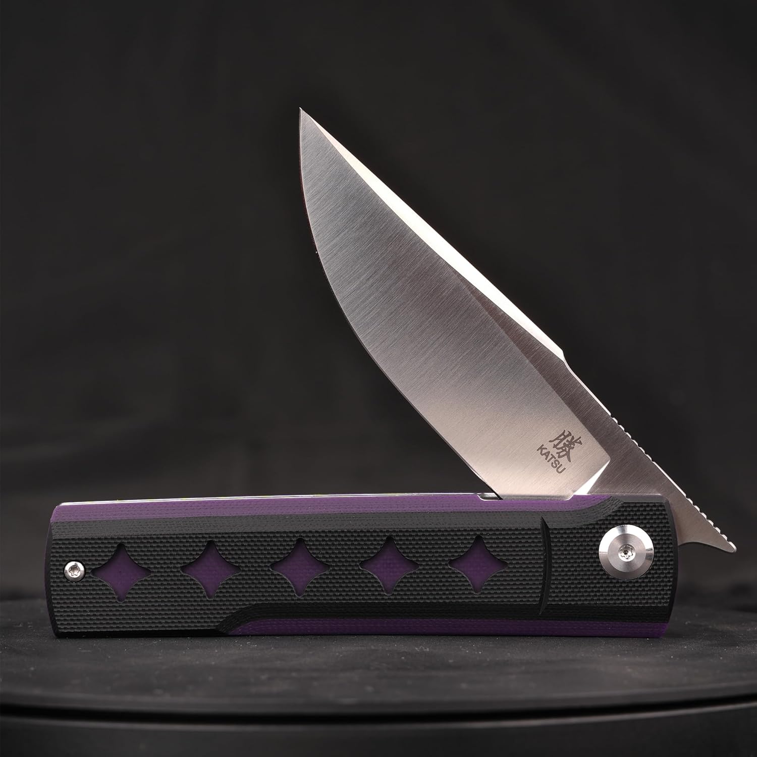 KATSU 3.3" D2 Steel Pocket Folding Knife, G10 Handle Utility EDC Tool, Smooth Pivot & Deep Carry Clip for Camping, Hiking, and Daily Use