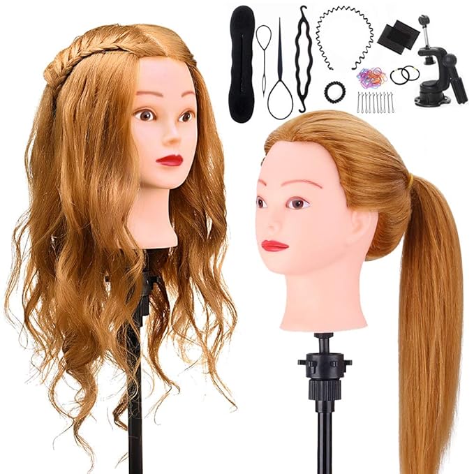 Mannequin Head with 60 Human Hair, TopDirect 20" Blonde Real Hair Cosmetology