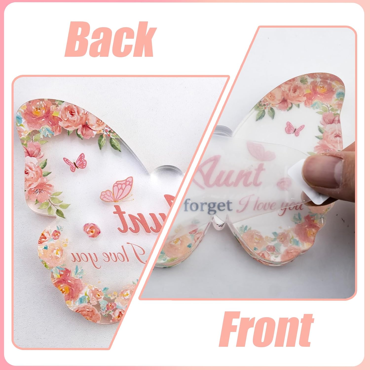 Aunt Gifts from Nephew Niece Aunts Auntie Gifts Ideas Butterfly Shaped Acrylic Plaque Decor Best Aunt Ever Gift I Love You Gift Thanksgiving Birthday Valentines Day Present - Image 3