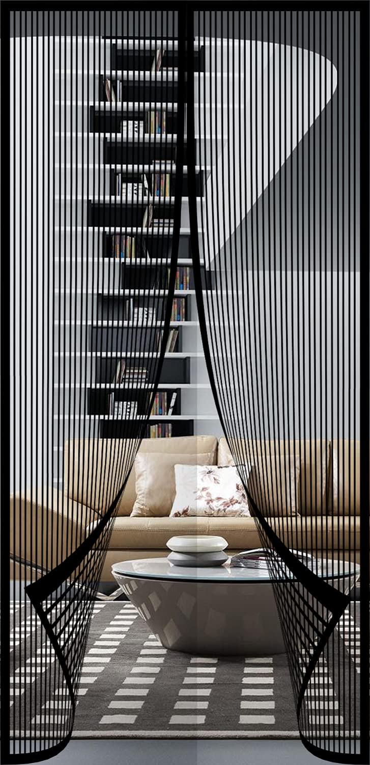 Moustiquaire porte magnétique 300x300cm rideau noir pour salon