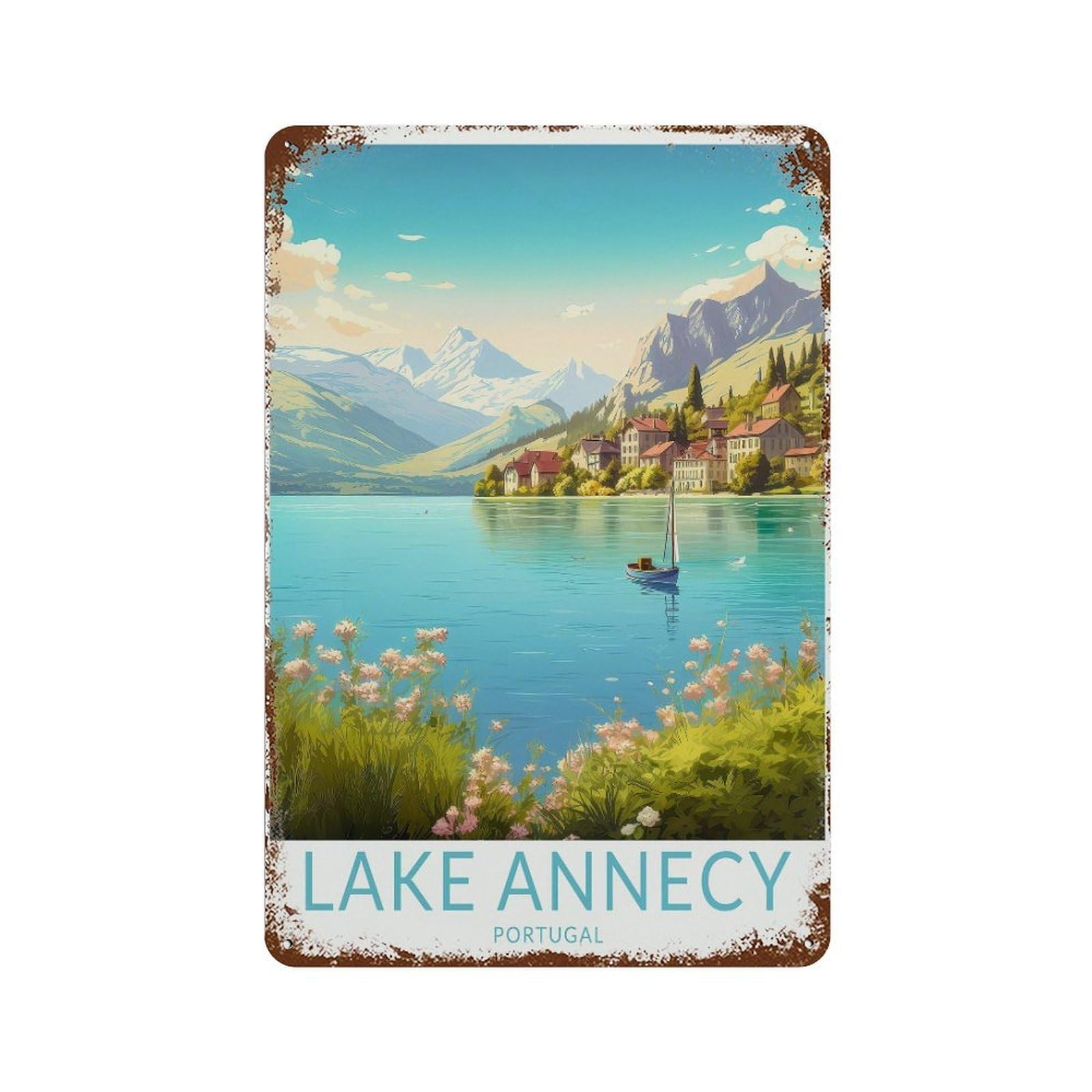 xiaoxiaoshen Lake Annecy Travel France Food And Gifts, Ar (2) Wall Decor Art Metal Tin Poster Modern Home Decor Art Home Bar Shop Decorations Vintage Sign 30x20cm
