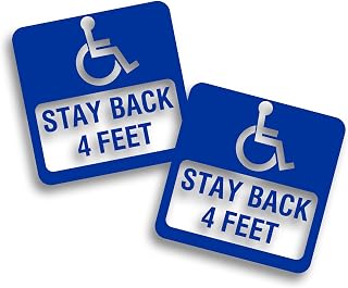 2X Handicap Square Decal Sticker Stay Back 4 Feet for Wheelchair Disability Lift Van 5 1/2 x 5 1/2 Inch Cut from 3M Vinyl Open Background