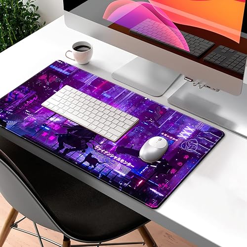 Miniatura 3 de Alfombrilla de mouse de neón de anime, escritorio grande y lindo Kawaii rosa extendido para mouse para juegos, teclado de oficina, laptop, mouse pad