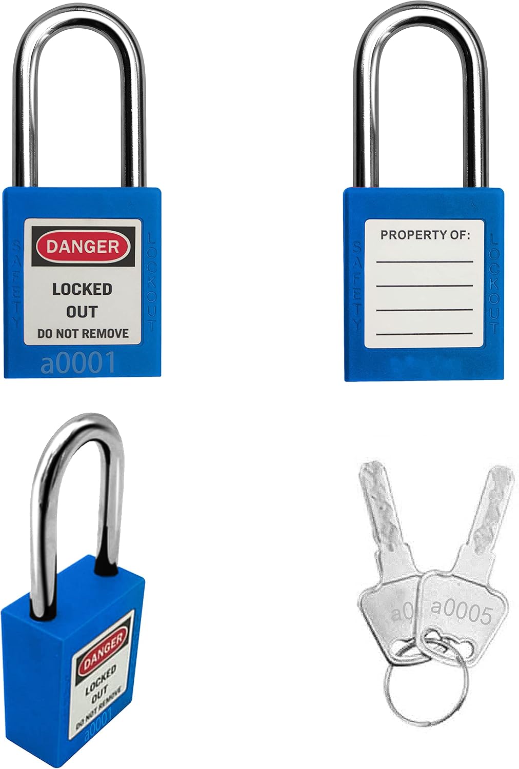 Lockout Tagout Lock 5pcs Set Loto Product Padlocks for Lock Out Tag Out Stations and Devices (Blue, Key Alike) image 4