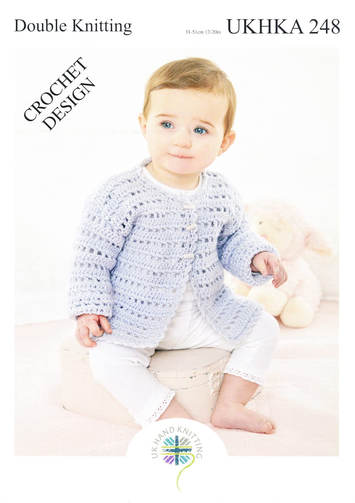 Double Knit Crochet Pattern Baby Short Long Sleeve Cardigan Waistcoat UKHKA 248