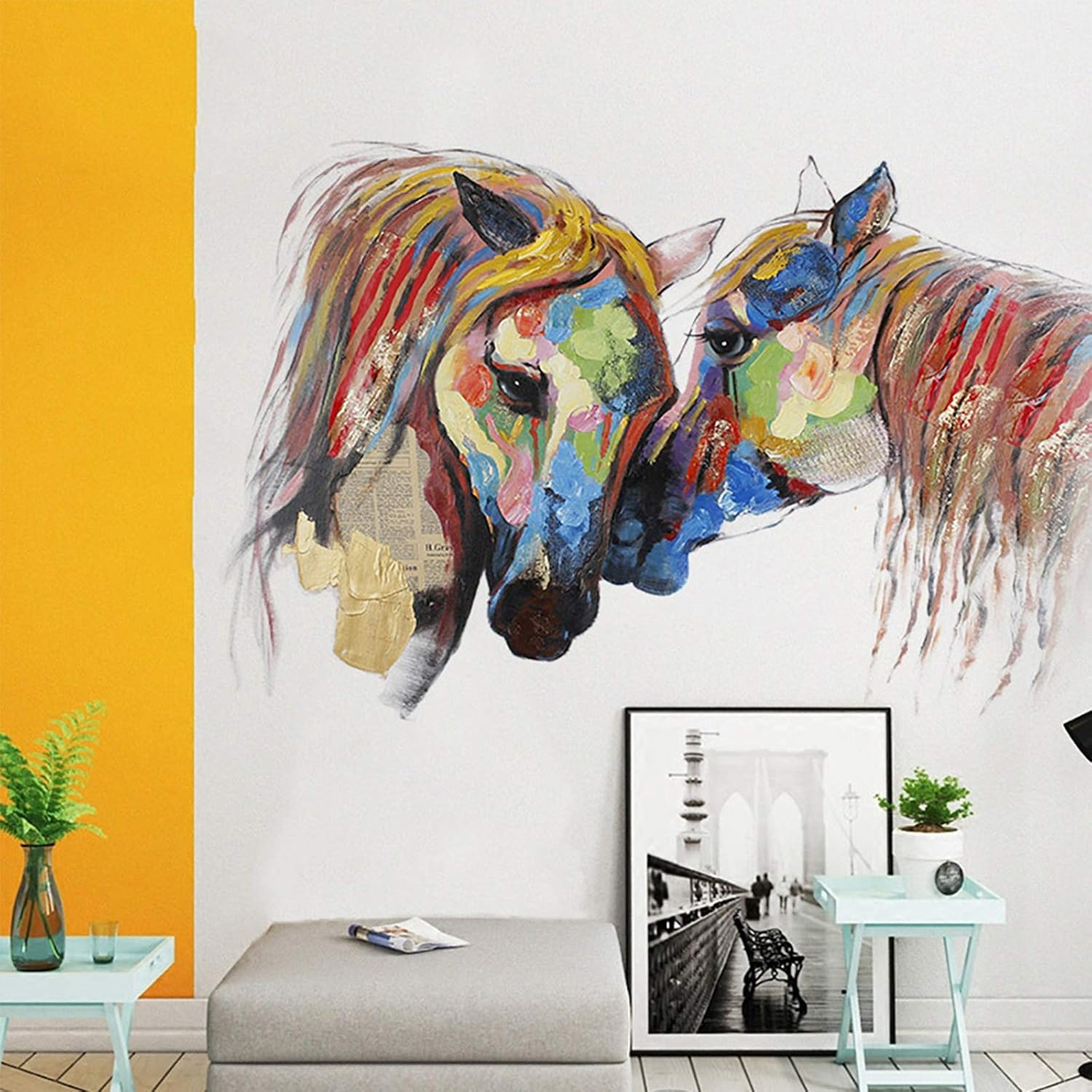 Colorful Horse Wall Decals Peel and Stick Removable Decal Stickers Home Wall Decor for Bedroom Living Room Classroom Office
