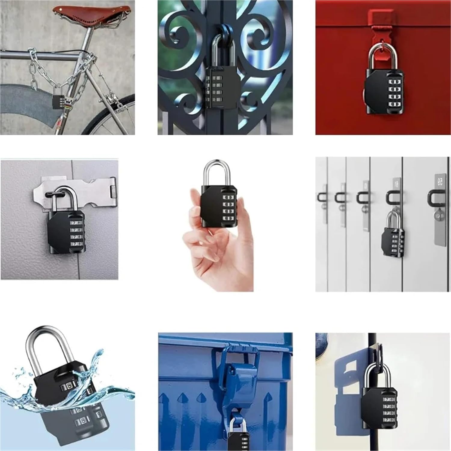 Combination Lock Resettable 4 Digit Padlocks with Combination and Heavy Duty Combination Padlock Outdoor for School 1Pcs(Blue)