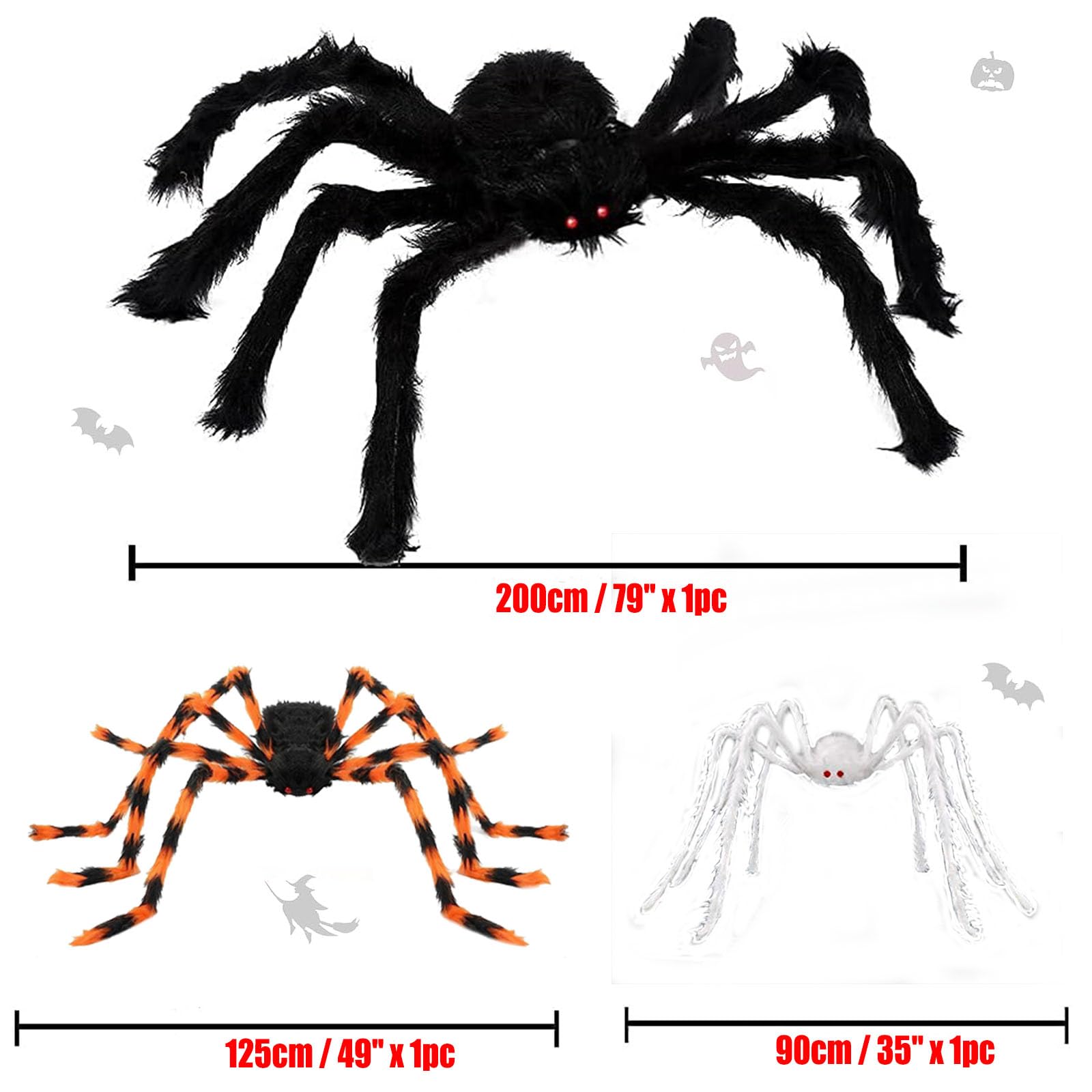 Araignée Géante Halloween Décoration Extérieure Avec Yeux Rouges Halloween Deco Horreur Pour Fausse Araignée Velue Pour Jardin, Cour, Maison Hantée (A#60cm