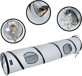 PetLike Cat Tunnel for Indoor Cats Collapsible Pop-up Pet Tube Peek Hole Hideaway Play Toys for Cats with Ball