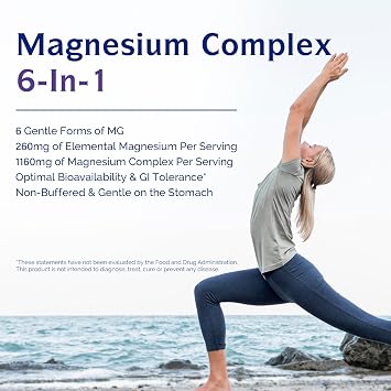 Innate Vitality Magnesium Complex 6-in-1, 1160mg Per Serving, Rest & Digestion, Magnesium Glycinate & Citrate, High Absorption, 120 Vegan Capsules