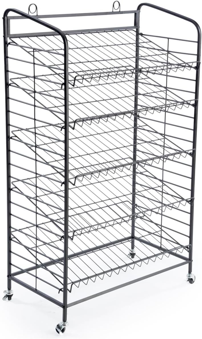 Displays2go Baker's Rack with Five Adjustable Shelves, 29 x 51 Inch, Steel, Black