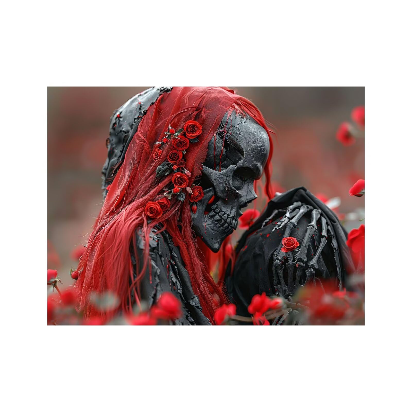 Skeleton Paint by Numbers for Adults, Painting by Numbers for Adults, Craft Kits for Kids with Rose Canvas for Painting 54x40Inches Acrylic Paint Brush for Wall Art Room Decor, Gifts LZYH-2887