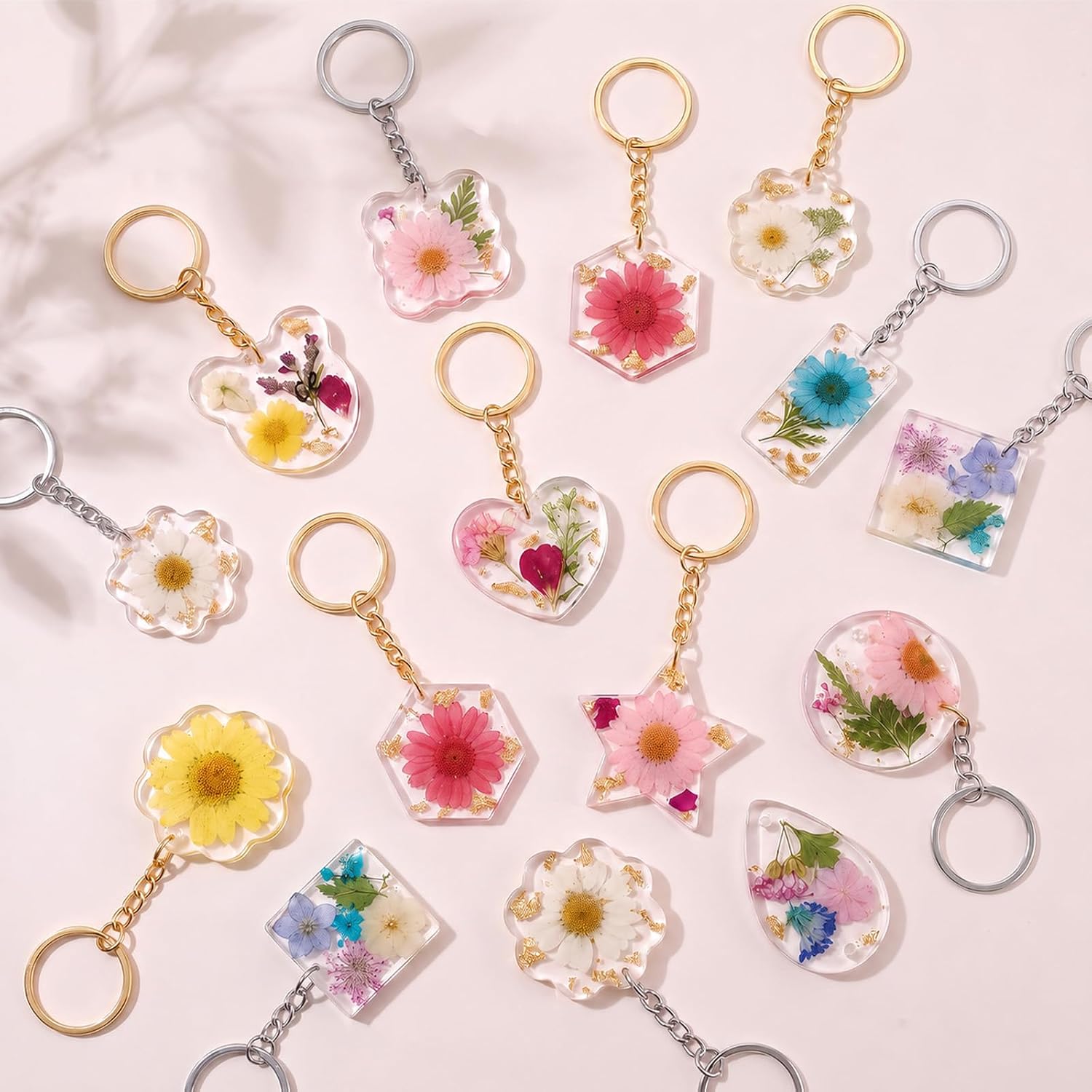 Resin Keychain Molds Silicone, 16-Cavity Keychain Resin Molds, 7.56x7.4in
