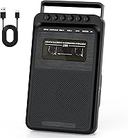 Gracioso Portable Cassette Player Recorder with 3W Speaker, Retractable Handle, External Mic Input & USB-C Power