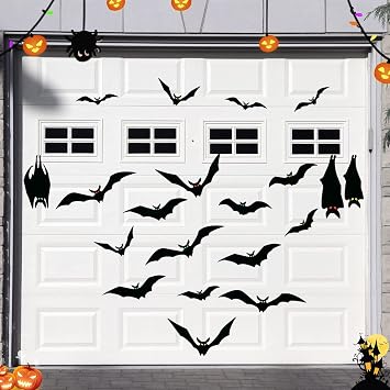 Konohan 20 Pcs Halloween Magnetic Bats Garage Door Bats Decorations Magnet Sticker Car Refrigerator for Outdoor Party DecorBlack