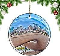 Vista 16 de Weekino Illinois Chicago Wrigley Field USA - Adorno para árbol de Navidad, decoración colgante para colgar, colección de recuerdos de viaje por